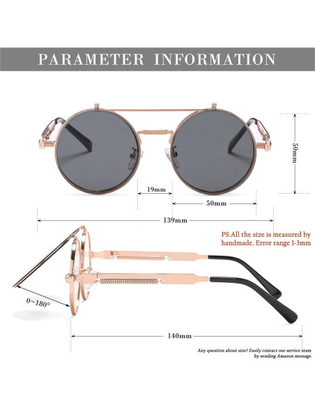 Gafas de sol redondas HJSTES unisex estilo vintage 90s