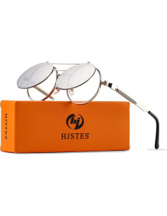 Gafas de sol redondas HJSTES estilo vintage steampunk 2