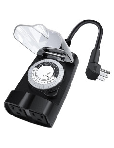 Temporizador Exterior G-ELEK Impermeable 24 Horas 2 Enchufes
