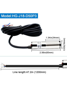 Sensor Láser Fotoeléctrico PNP NO+NC LCTC M18 10-30VDC 0-500mm 2