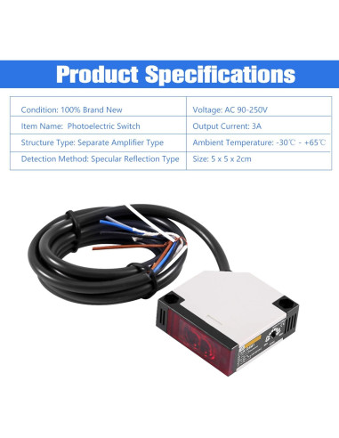 Sensor Fotoeléctrico YWBL-WH CA 90-250V 3A Reflexión