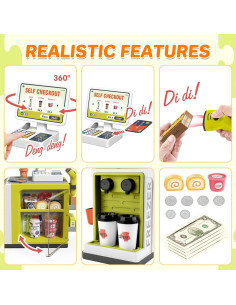 Caja Registradora y Cafetera de Juguete deAO - Verde 2 en 1 2