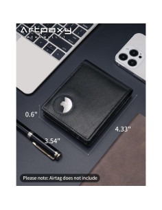 Billetera de cuero bifold para hombres con soporte AirTag y bloqueo RFID 2