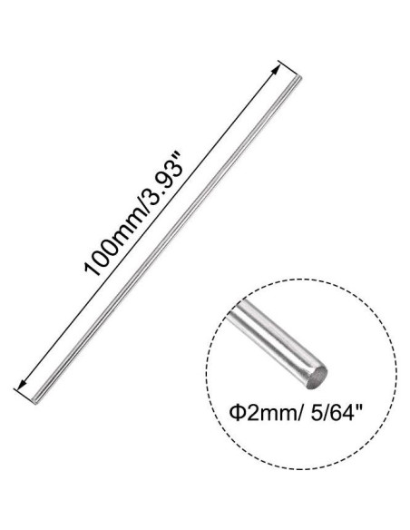 Varilla Redonda Sólida Acero Inoxidable 304 Uxcell 2mm 100mm - 5pcs