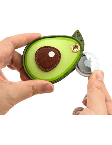 Llave Antipérdida de Cuero PU Casfor para AirTag Verde