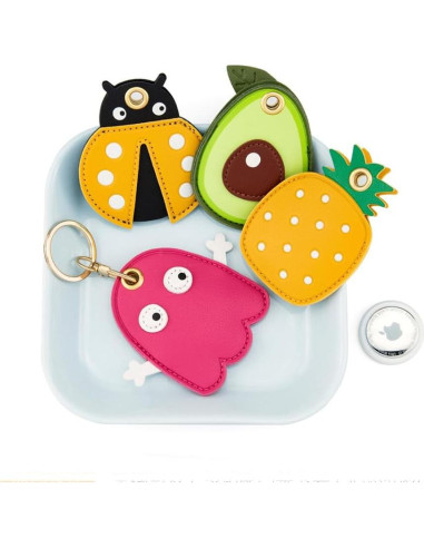 Llave Antipérdida de Cuero PU Casfor para AirTag Verde