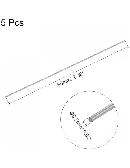 Barra de Acero Redonda HSS 0.5mm uxcell 60mm 5Pcs