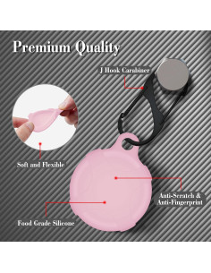 Funda de Silicona Rosa Bebé para AirTag con Mosquetón - Azrra 2
