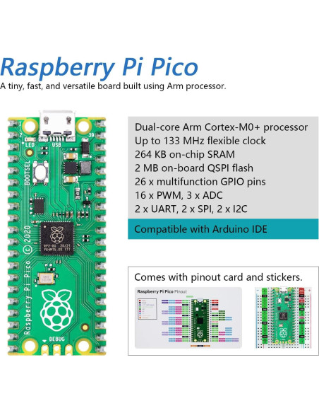 Placa Raspberry Pi Pico Freenove con encabezado pre-soldado