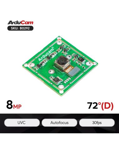 Cámara USB 4K Arducam IMX219 8MP Autofoco con Micrófono