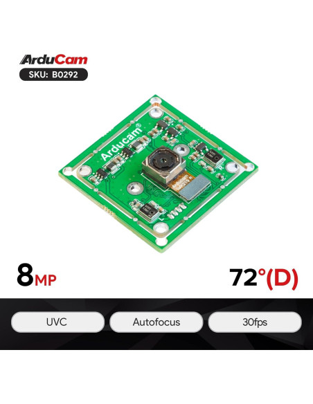 Cámara USB 4K Arducam IMX219 8MP Autofoco con Micrófono