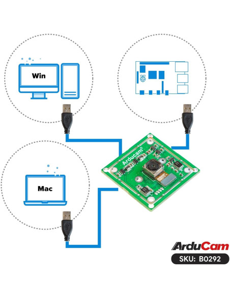 Cámara USB 4K Arducam IMX219 8MP Autofoco con Micrófono