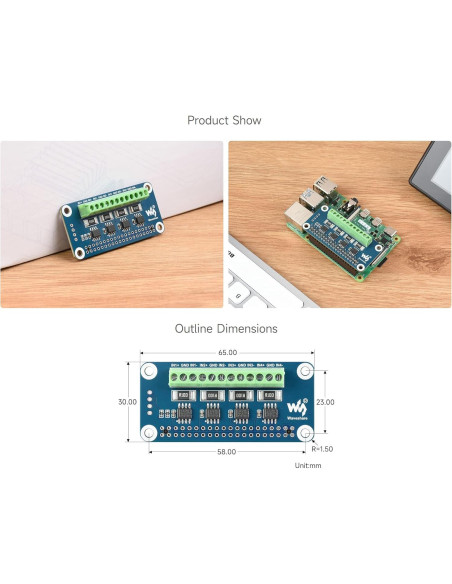 Monitor de Corriente y Voltaje HAT Waveshare para Raspberry Pi