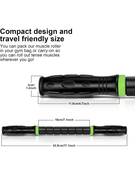 Rodillo de Masaje iGreely 43 cm Negro para Alivio Muscular