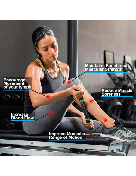 Rodillo de Masaje iGreely 43 cm Negro para Alivio Muscular