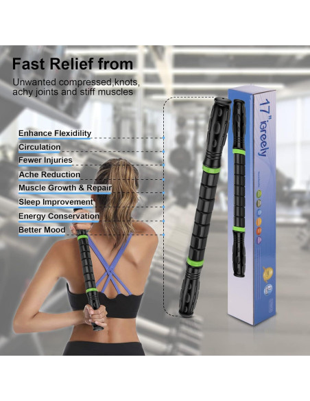 Rodillo de Masaje iGreely 43 cm Negro para Alivio Muscular