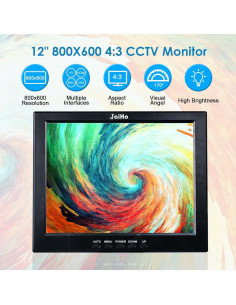 Monitor de Seguridad JaiHo 30.48 cm TFT LCD 800x600 HDMI 2