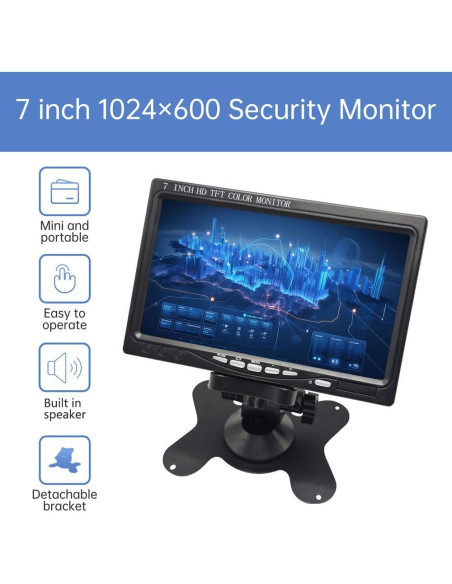 Monitor Mini YJMOYE 7" IPS 1024x600 con Altavoz Integrado