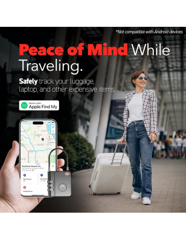 KeySmart SmartLock Cerradura de Equipaje GPS Bluetooth IPX3