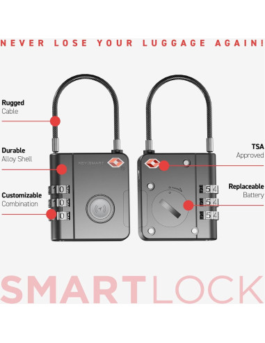 KeySmart SmartLock Cerradura de Equipaje GPS Bluetooth IPX3