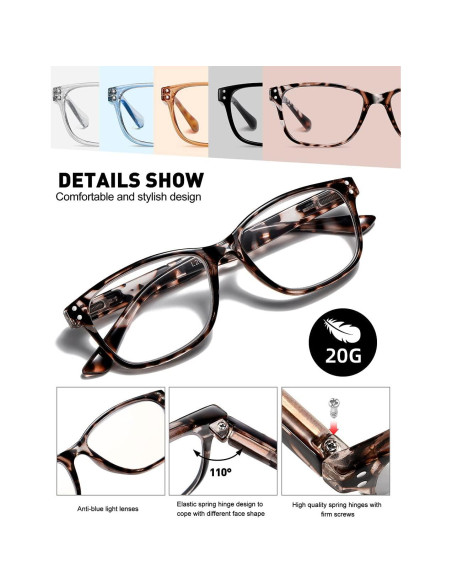 Gafas de Lectura SOCTICK Ojo de Gato Anti Luz Azul 5 Piezas Gafas de Lectura SOCTICK Ojo de Gato Anti Luz Azul 5 Piezas
