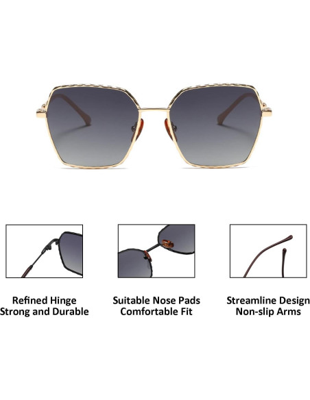 Gafas de sol polarizadas Aviador Retro Metal Lentes HD