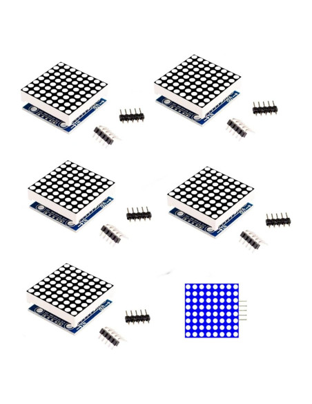 5 Módulos Pantalla LED Matriz 8x8 MAX7219 Azuocn 5V DIY