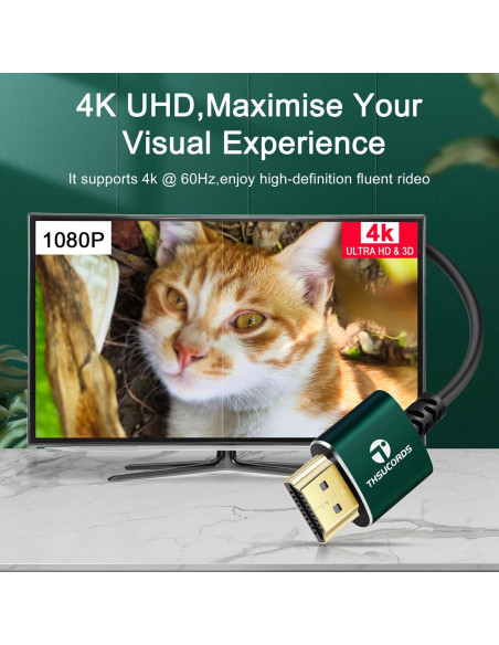 Cable Micro HDMI a HDMI Thsucords 0.3m 4K 60Hz Ultra Delgado