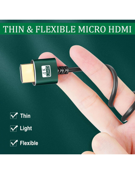 Cable Micro HDMI a HDMI Thsucords 0.3m 4K 60Hz Ultra Delgado
