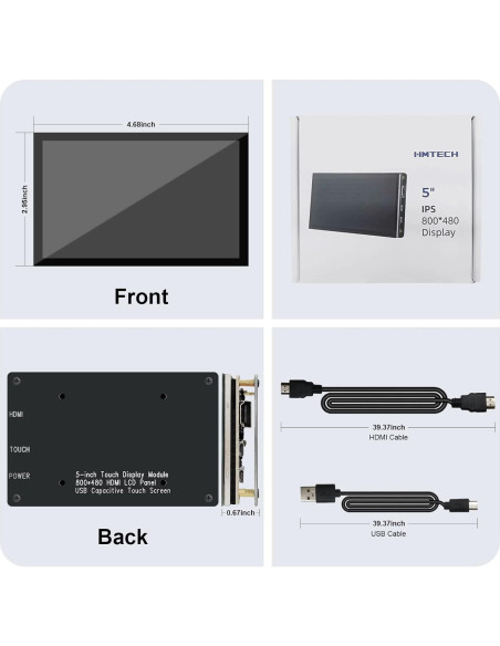 Pantalla Táctil 5" HMTECH para Raspberry Pi 800x480