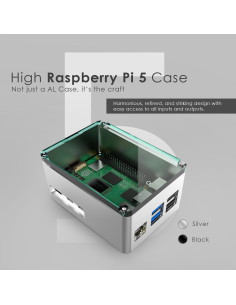 Caja de Aluminio Extra Alta Anidees para Raspberry Pi 5 - Negro 2