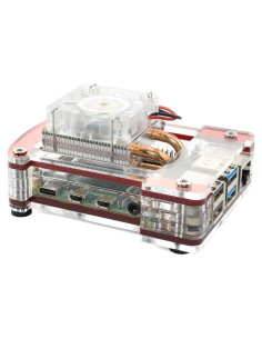 Kit Carcasa C4Labs Zebra para Raspberry Pi 3B/4B - Rojo Metálico