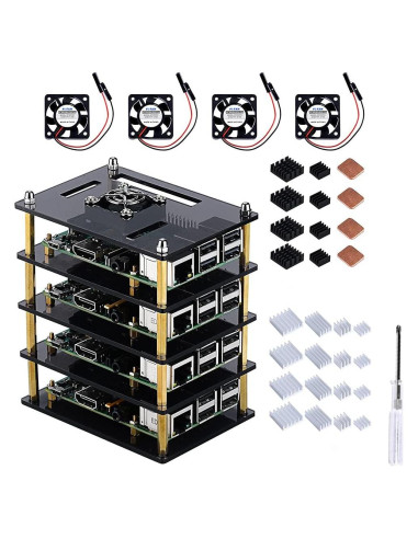 Caja de Clúster GeeekPi para Raspberry Pi 4/3/2 con Ventiladores