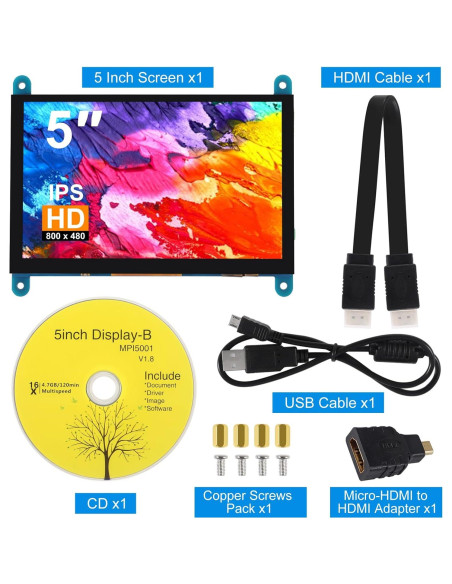 Pantalla Táctil Capacitiva 5" IPS 800x480 HDMI XIITIA