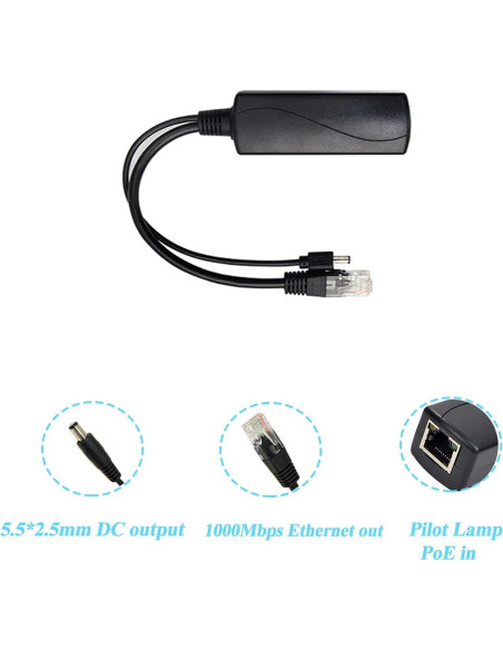 Divisor PoE REVOTECH 48V a 12V 2A Gigabit Plug & Play