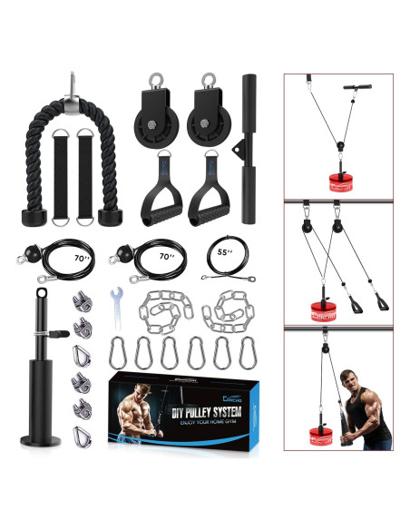 Sistema de Polea de Peso Concho - Cable Ajustable y Mangos Desmontables