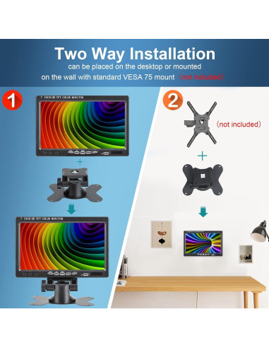 Monitor portátil Yasoca 7" HD 1024x600 HDMI VGA