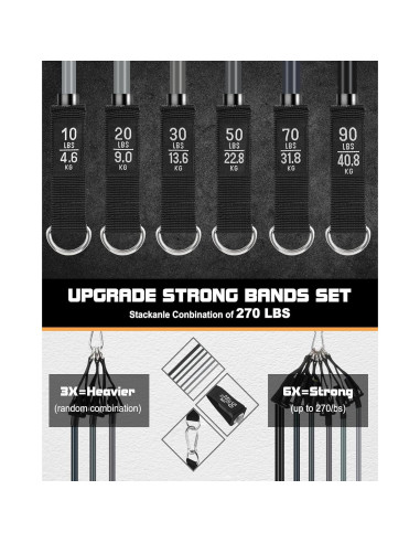 Bandas de Resistencia Fitense 270LBS - 6 Piezas para Entrenamiento