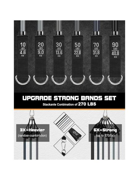 Bandas de Resistencia Fitense 270LBS - 6 Piezas para Entrenamiento