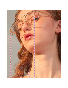 Cadena de Gafas de Moda con Cuentas - Cristal Rosa-Púrpura 2