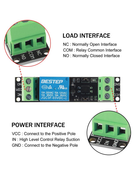 Módulo de Relé de Potencia 1 Canal 3V AITRIP - Paquete de 8