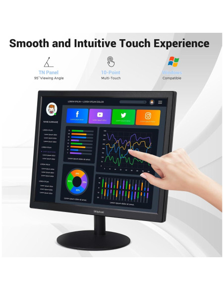 Monitor Táctil 17" SKitphrati 1280x1024 HDMI VGA VESA
