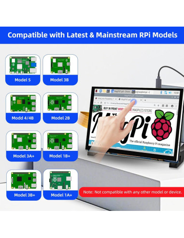 Pantalla Táctil IPS 12.7 cm iUoyoMon para Raspberry Pi 5/4/3