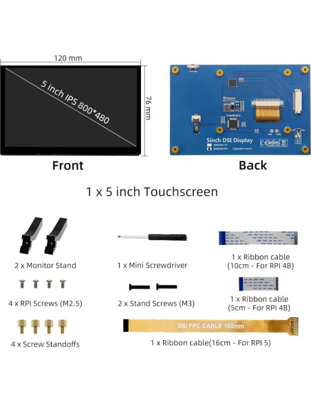 Pantalla Táctil IPS 12.7 cm iUoyoMon para Raspberry Pi 5/4/3