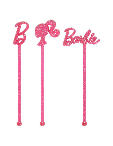 Pinchos Decorativos Barbie DecoPac - 36 Palitos Rosados para Pasteles y Cupcakes