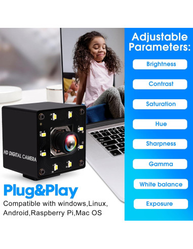 Cámara USB 4K ELP IMX415 Autofoco 100 para PC y Raspberry Pi