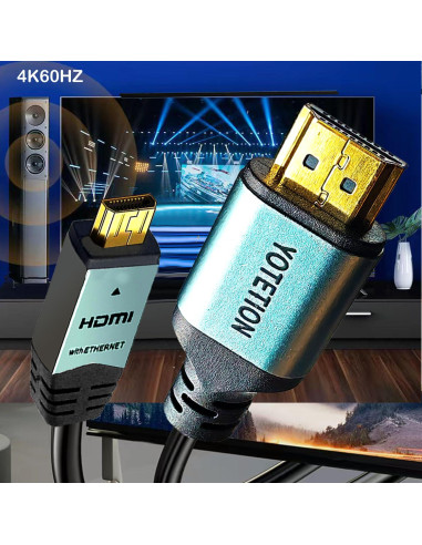 Cable Micro HDMI a HDMI 5m Lianjie 4K 60Hz Alta Velocidad