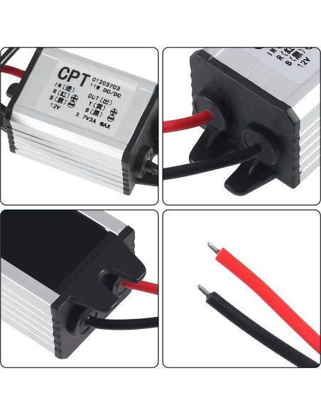 2 Pcs Convertidor DC 12V a 3.7V Regulador de Voltaje 3A