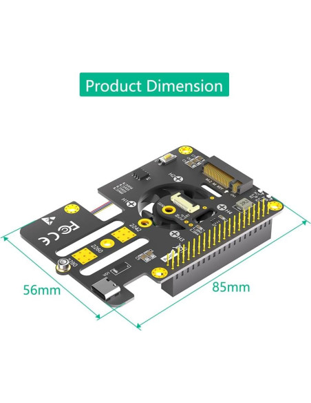 Adaptador M.2 NVMe a PCIe Mustpoint con Ventilador para Raspberry Pi 5