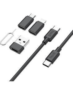 Adaptador multifuncional USB-C QS-03 con soporte y almacenamiento 2